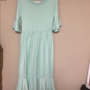 Mint ruffle midi dress